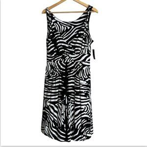 A.N.A. A New Approach Sleeveless Zebra Print Midi Dress Women's Size Large